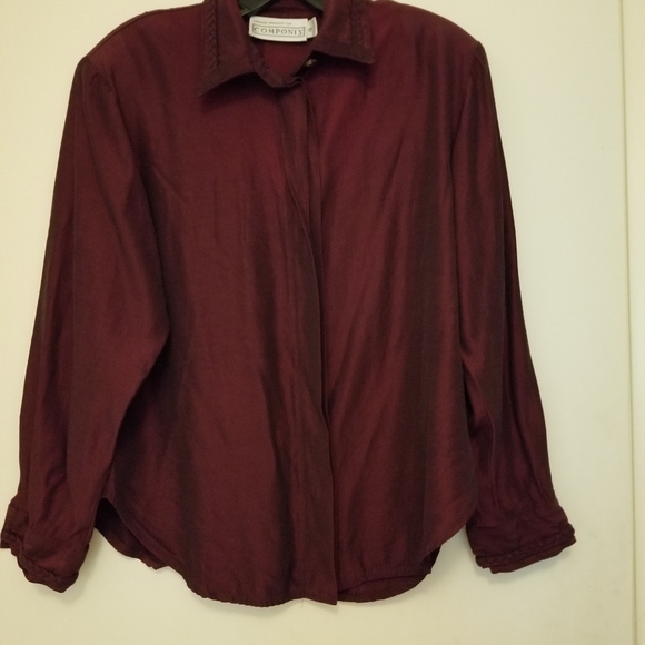 Burgundy wine colored long sleeve blouse - Picture 1 of 4